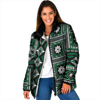 Fiji Masi Tapa Pattern Green Padded Jacket - Polynesian Pride