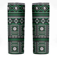 Fiji Masi Tapa Pattern Green Skinny Tumbler LT01 Green - Polynesian Pride