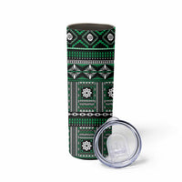 Fiji Masi Tapa Pattern Green Skinny Tumbler LT01 - Polynesian Pride