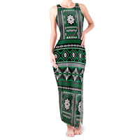 Fiji Masi Tapa Pattern Green Tank Maxi Dress - Polynesian Pride