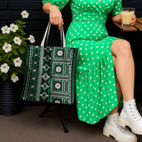 Fiji Masi Tapa Pattern Green Tote Bag - Polynesian Pride