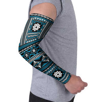 Fiji Masi Tapa Pattern Blue Arm Sleeves - Polynesian Pride