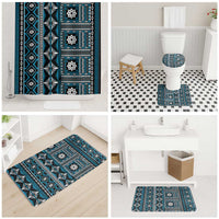 Fiji Masi Tapa Pattern Blue Bathroom Set - Polynesian Pride
