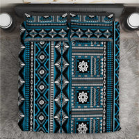 Fiji Masi Tapa Pattern Blue Bedding Set - Polynesian Pride