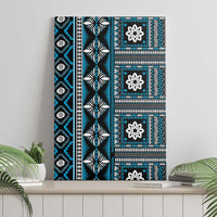 Fiji Masi Tapa Pattern Blue Canvas Wall Art - Polynesian Pride