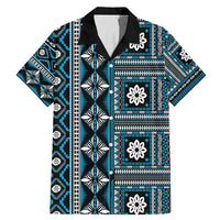 Fiji Masi Tapa Pattern Blue Family Matching Mermaid Dress and Hawaiian Shirt - Polynesian Pride