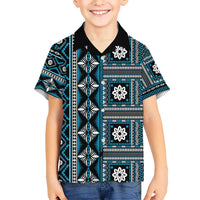 Fiji Masi Tapa Pattern Blue Hawaiian Shirt - Polynesian Pride