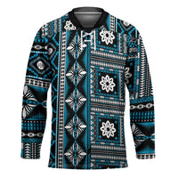 Fiji Masi Tapa Pattern Blue Hockey Jersey LT01 Unisex Blue - Polynesian Pride