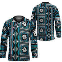 Fiji Masi Tapa Pattern Blue Hockey Jersey LT01 - Polynesian Pride