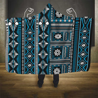 Fiji Masi Tapa Pattern Blue Hooded Blanket - Polynesian Pride