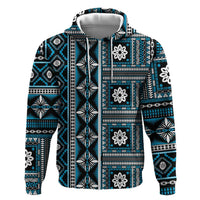 Fiji Masi Tapa Pattern Blue Hoodie - Polynesian Pride