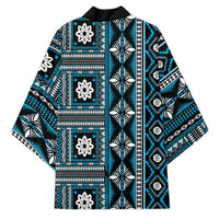 Fiji Masi Tapa Pattern Blue Kimono - Polynesian Pride