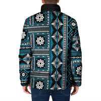 Fiji Masi Tapa Pattern Blue Padded Jacket - Polynesian Pride