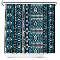 Fiji Masi Tapa Pattern Blue Shower Curtain - Polynesian Pride