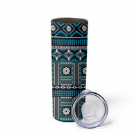 Fiji Masi Tapa Pattern Blue Skinny Tumbler LT01 - Polynesian Pride