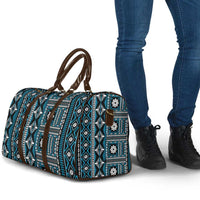 Fiji Masi Tapa Pattern Blue Travel Bag - Polynesian Pride