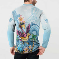 Hawaii Flamingo Button Sweatshirt Plumeria Tropical Beach LT01 - Polynesian Pride