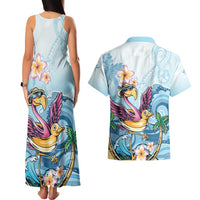 Hawaii Flamingo Couples Matching Tank Maxi Dress and Hawaiian Shirt Plumeria Tropical Beach LT01 - Polynesian Pride