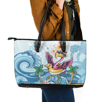 Hawaii Flamingo Leather Tote Bag Plumeria Tropical Beach LT01 - Polynesian Pride