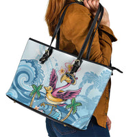 Hawaii Flamingo Leather Tote Bag Plumeria Tropical Beach LT01 - Polynesian Pride