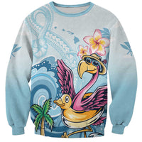 Hawaii Flamingo Sweatshirt Plumeria Tropical Beach LT01 Unisex Blue - Polynesian Pride
