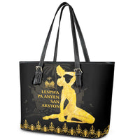 Haiti Neg Marron Gold Leather Tote Bag Lespwa pa anyen san aksyon LT01 - Polynesian Pride