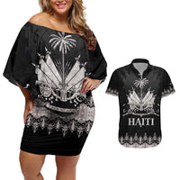 Haiti Neg Marron Silver Couples Matching Off Shoulder Short Dress and Hawaiian Shirt Hope is Nothing Without Action LT01 Silver - Polynesian Pride