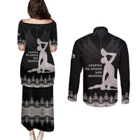 Haiti Neg Marron Silver Couples Matching Puletasi and Long Sleeve Button Shirt Hope is Nothing Without Action LT01 - Polynesian Pride
