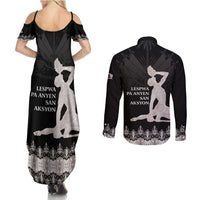 Haiti Neg Marron Silver Couples Matching Summer Maxi Dress and Long Sleeve Button Shirt Hope is Nothing Without Action LT01 - Polynesian Pride