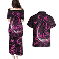 Personalised Survivor Melody Pink Couples Matching Puletasi and Hawaiian Shirt Breast Cancer Polynesian Pattern LT01 - Polynesian Pride