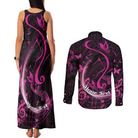 Personalised Survivor Melody Pink Couples Matching Tank Maxi Dress and Long Sleeve Button Shirt Breast Cancer Polynesian Pattern LT01 - Polynesian Pride