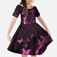 Personalised Survivor Melody Pink Family Matching Mermaid Dress and Hawaiian Shirt Breast Cancer Polynesian Pattern LT01 Daughter's Dress Pink - Polynesian Pride