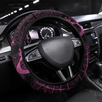 Survivor Melody Pink Steering Wheel Cover Breast Cancer Polynesian Pattern LT01 Universal Fit Pink - Polynesian Pride