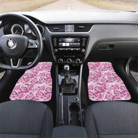 Pink Ribbon Hibiscus Tropical Pattern Car Mats Breast Cancer LT01 Set 2pcs - Front Pink - Polynesian Pride