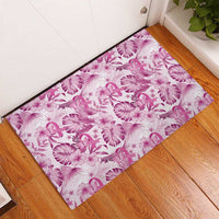 Pink Ribbon Hibiscus Tropical Pattern Rubber Doormat Breast Cancer LT01 - Polynesian Pride
