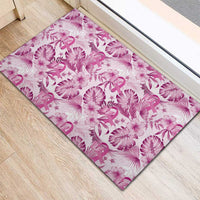 Pink Ribbon Hibiscus Tropical Pattern Rubber Doormat Breast Cancer LT01 - Polynesian Pride