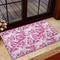 Pink Ribbon Hibiscus Tropical Pattern Rubber Doormat Breast Cancer LT01 - Polynesian Pride