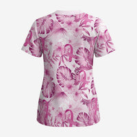 Pink Ribbon Hibiscus Tropical Pattern Scrub Top Breast Cancer LT01 - Polynesian Pride
