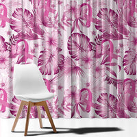 Pink Ribbon Hibiscus Tropical Pattern Window Curtain Breast Cancer LT01 - Polynesian Pride