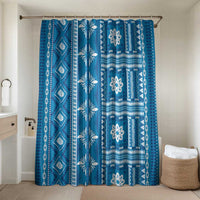 Fiji Masi All Blue Bathroom Set Tapa Pattern - Polynesian Pride
