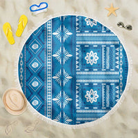 Fiji Masi All Blue Beach Blanket Tapa Pattern - Polynesian Pride