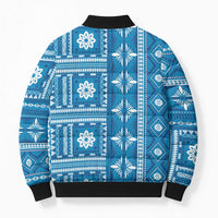 Fiji Masi All Blue Bomber Puffer Jacket Tapa Pattern - Polynesian Pride