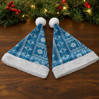 Fiji Masi All Blue Christmas Santa Hat Tapa Pattern - Polynesian Pride
