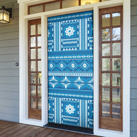 Fiji Masi All Blue Door Cover Tapa Pattern - Polynesian Pride