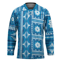 Fiji Masi All Blue Hockey Jersey Tapa Pattern LT01 Unisex Blue - Polynesian Pride