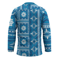 Fiji Masi All Blue Hockey Jersey Tapa Pattern LT01 - Polynesian Pride