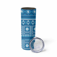 Fiji Masi All Blue Skinny Tumbler Tapa Pattern LT01 - Polynesian Pride