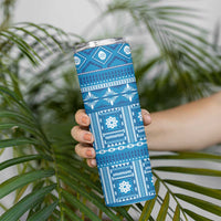 Fiji Masi All Blue Skinny Tumbler Tapa Pattern LT01 - Polynesian Pride