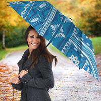 Fiji Masi All Blue Umbrella Tapa Pattern - Polynesian Pride