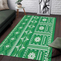 Fiji Masi All Green Area Rug Tapa Pattern - Polynesian Pride